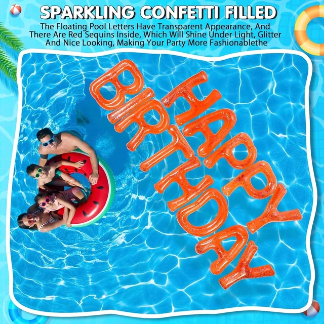 Alt view image 10 of 12 - Shappy Happy Birthday Pool Large Floating Letter Balloons with Adhesive Dots Inflatable Pool Decorations for Summer Birthday Party