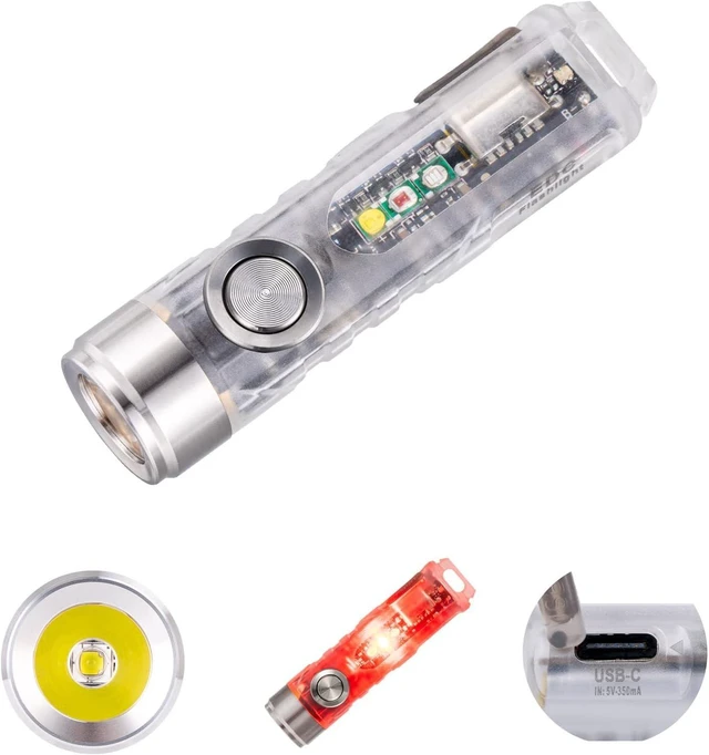 Alt view image 8 of 14 - RovyVon A8 4th Gen Rechargeable EDC Flashlight USB C, 650 Lumens Bright Small Keychain Flashlights High Lumens Mini Flashlight, 365nmUV/Red/White Sidelight, Magnetic Clip and Tail Base
