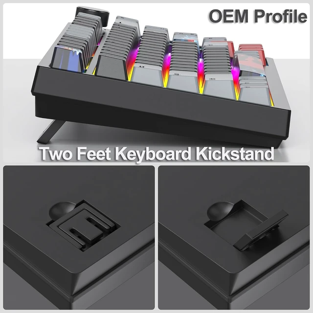 Alt view image 13 of 14 - Fogruaden 75% Wired Mechanical Gaming Keyboard - 75 Percent TKL Hot Swappable Gasket Mount, Red Switch, RGB Backlit 82 Keys, NKRO Compact with Knob (Dark)