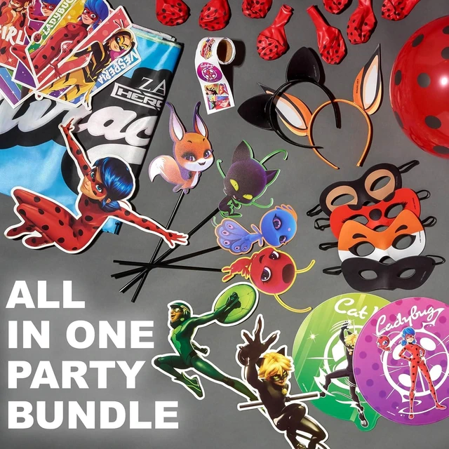 Alt view image 11 of 14 - 50pc Miraculous Ladybug All-in-One Birthday Party Supplies Set | Zag Heroez Celebration Kit with Backdrop, Props & Tableware