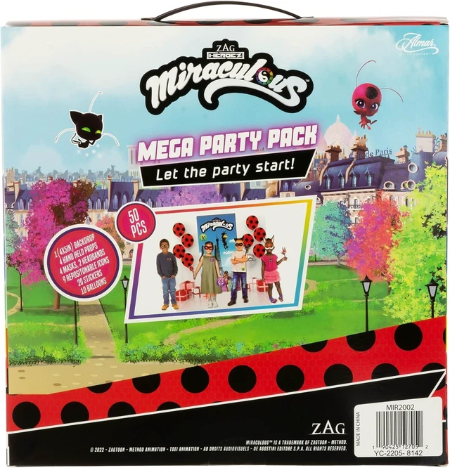Alt view image 14 of 14 - 50pc Miraculous Ladybug All-in-One Birthday Party Supplies Set | Zag Heroez Celebration Kit with Backdrop, Props & Tableware