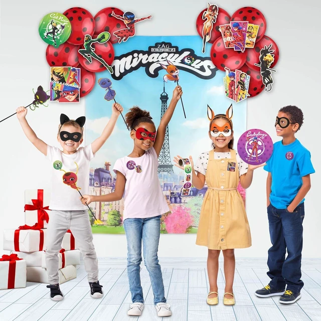 Alt view image 10 of 14 - 50pc Miraculous Ladybug All-in-One Birthday Party Supplies Set | Zag Heroez Celebration Kit with Backdrop, Props & Tableware