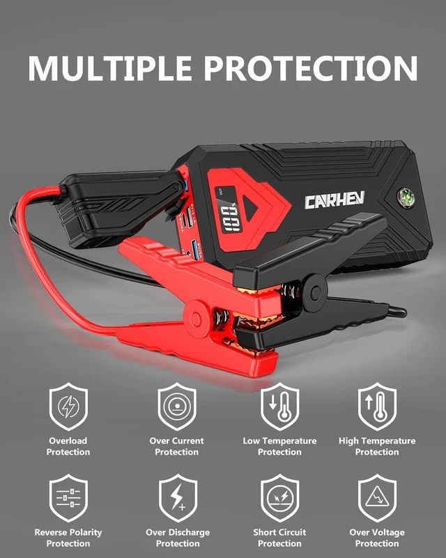 Alt view image 11 of 14 - 3000A Jump Starter, 24000mAh Car Battery Jump Starter (up to 8.0L Gas and 8.0L Diesel Engine) Battery Jumper Starter Portable, 12V Car Jumper Starter Portable with LED Light and USB QC 3.0