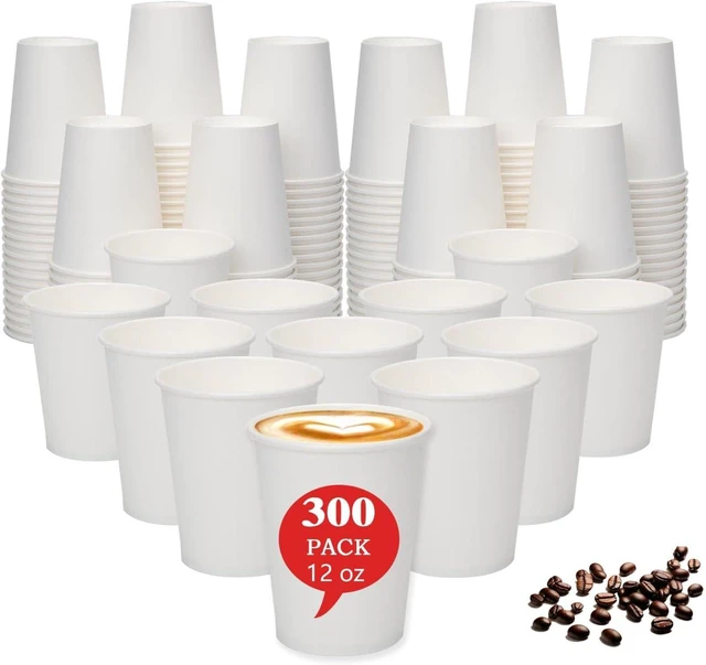 Alt view image 8 of 14 - MOUMOULIFE Disposable Paper Coffee Cups 12 oz 300 Count Bulk, Leak-Proof White Coffee Cups for Hot & Cold Beverages, Party Supplies, Recyclable Paper Cups
