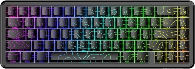 Alt view image 8 of 14 - ATTACK SHARK X65 HE Wired Rapid Trigger Magnetic Switch 65% Mechanical Gaming Keyboard, Hall Effect Top Mount RGB Hot Swap,Adjustable Actuation,8KHZ Polling Rate,PBT Keycaps for Win/Mac(Black Contour)