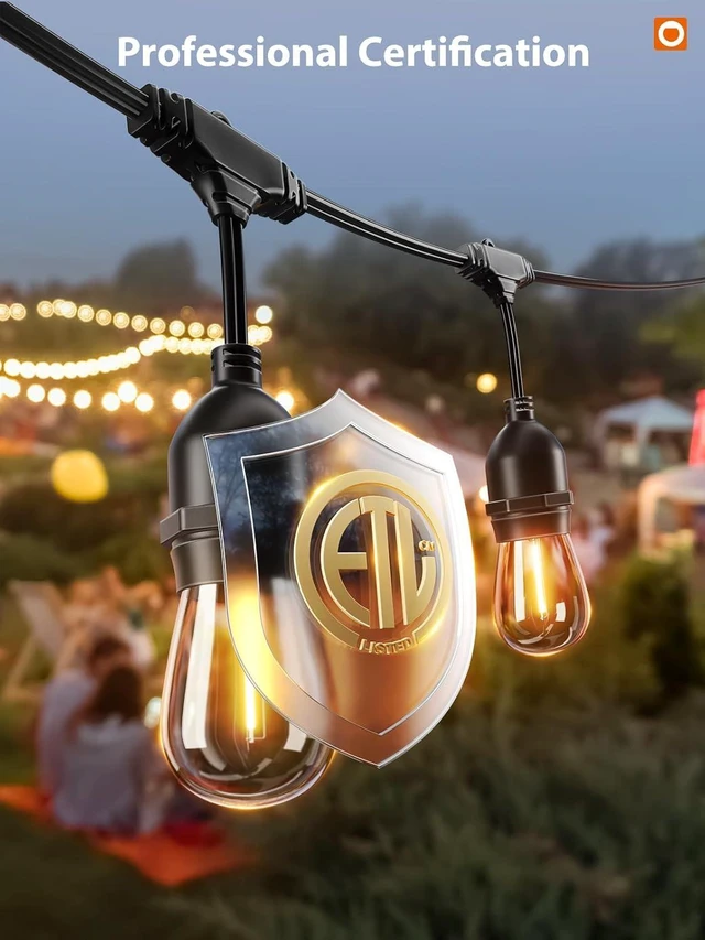 Alt view image 10 of 14 - addlon LED Outdoor String Lights 48FT with Edison Vintage Shatterproof Bulbs and Commercial Grade Weatherproof Strand - ETL Listed Decorative Lights for Patio Garden