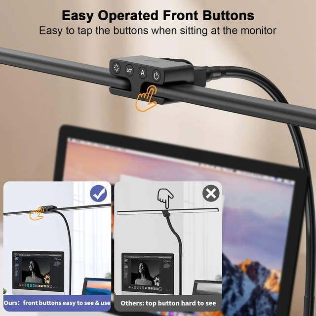 Alt view image 10 of 14 - EppieBasic Desk Lamp,24W Led Desk Lamps with Clamp,Double Head Desk Light for Home Office, Architect Desktop Lamp Eye Care Workbench Office Table Light for Monitor Studio Reading