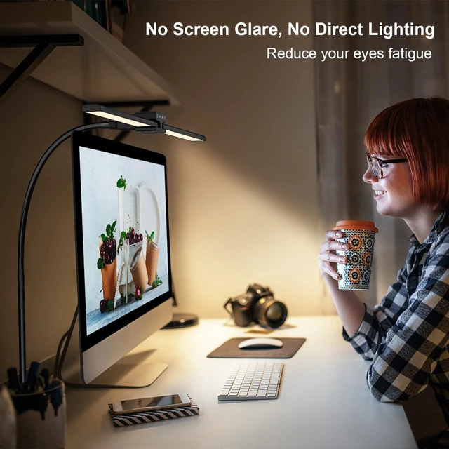 Alt view image 12 of 14 - EppieBasic Desk Lamp,24W Led Desk Lamps with Clamp,Double Head Desk Light for Home Office, Architect Desktop Lamp Eye Care Workbench Office Table Light for Monitor Studio Reading