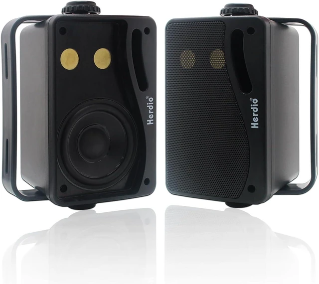 Alt view image 8 of 14 - Herdio 3.5 Inch Passive Outdoor Speakers Wired Waterproof, 200W 3 Way Premium Mountable Wall Mount Speakers with Superior Sound, All-Weather Durability, for Patio Marine Boat Garage Indoor(Black Pair)
