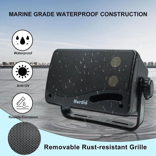 Alt view image 10 of 14 - Herdio 3.5 Inch Passive Outdoor Speakers Wired Waterproof, 200W 3 Way Premium Mountable Wall Mount Speakers with Superior Sound, All-Weather Durability, for Patio Marine Boat Garage Indoor(Black Pair)