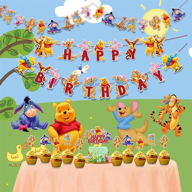 Alt view image 8 of 14 - Winie The Pooh Theme Birthday Party Supplies, Cartoon Bear Party Decoration Set, Cute Themed Celebration Decor Kit for Birthday, Table Setup, Backdrop, Home Event Decoration Supplies
