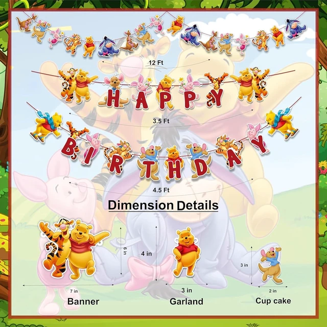 Alt view image 9 of 14 - Winie The Pooh Theme Birthday Party Supplies, Cartoon Bear Party Decoration Set, Cute Themed Celebration Decor Kit for Birthday, Table Setup, Backdrop, Home Event Decoration Supplies