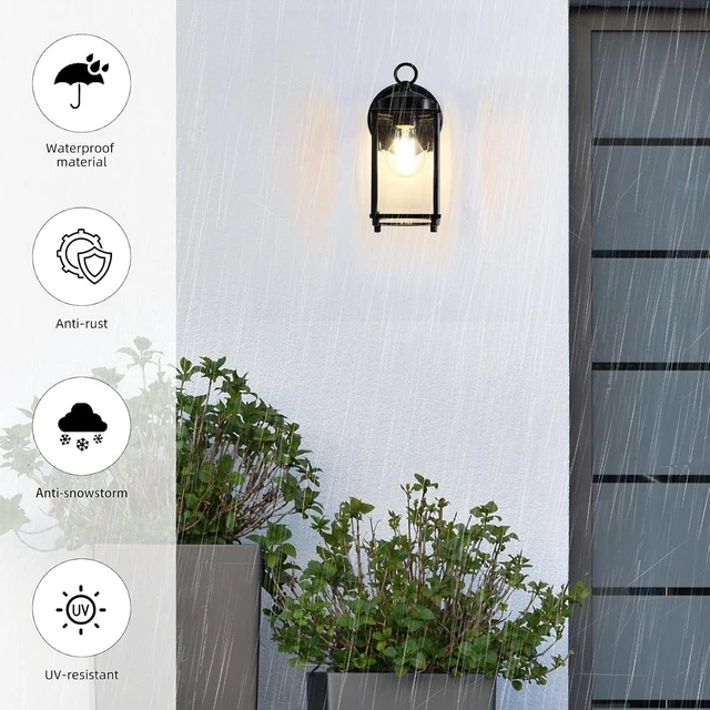 Alt view image 10 of 12 - Outdoor Wall Light, Exterior Lighting Fixture Wall Lantern, Black Porch Light Fixture with Clear Beveled Glass, Outdoor Wall Sconce Waterproof Anti-Rust E26 Socket for Front Door, 2 Pack