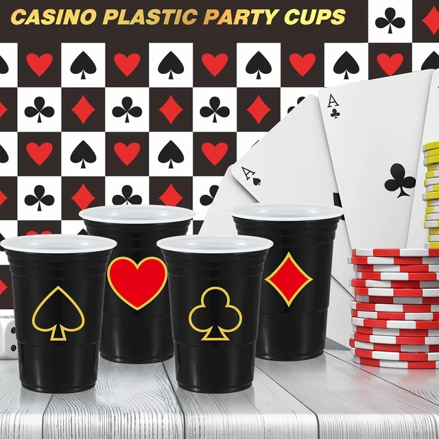 Alt view image 12 of 12 - Ziliny 100 Pack Casino Party Cups 16 oz Poker Theme Disposable Plastic Cups for Hot Cold Drinks Game Themed Birthday Party(Casino)