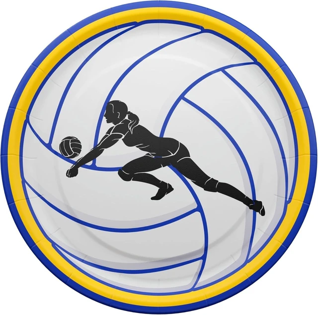 Alt view image 10 of 14 - Volleyball Deluxe Party Packs (112 Pieces for 16 Guests) - Volleyball Decorations, Sports Themed Birthday Party Supplies, Volleyball Plates and Napkins, Volleyball Party Decor, Blue Orchards