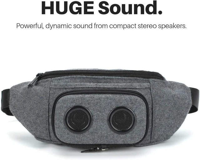Alt view image 7 of 10 - Fannypack with Speakers. Bluetooth Fanny Pack for Parties/Festivals/Raves/Beach/Boats. Rechargeable, Works with iPhone & Android. (Grey)