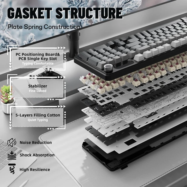 Alt view image 12 of 14 - ATTACK SHARK X98PRO Wireless Mechanical Keyboard,Multi-Function Knob&TFT Screen,Tri-Mode BT/2.4G Hz/USB-C Wired Keyboard,Hot-Swappable RGB Backlit,4000mAh Cloud Drive,for Win/Mac/Linux-Moonlit Night