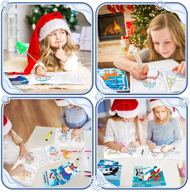 Alt view image 9 of 14 - 90shine 72PCS Winter Coloring Books for Kids, Christmas Party Favors in Bulk Goodie Bag Stocking Stuffers Gifts Ages 2-4 3-5 4-8
