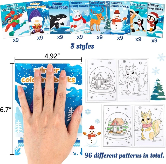 Alt view image 11 of 14 - 90shine 72PCS Winter Coloring Books for Kids, Christmas Party Favors in Bulk Goodie Bag Stocking Stuffers Gifts Ages 2-4 3-5 4-8