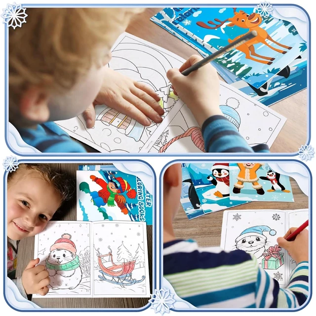 Alt view image 10 of 14 - 90shine 72PCS Winter Coloring Books for Kids, Christmas Party Favors in Bulk Goodie Bag Stocking Stuffers Gifts Ages 2-4 3-5 4-8