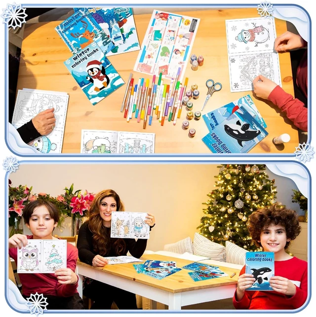 Alt view image 13 of 14 - 90shine 72PCS Winter Coloring Books for Kids, Christmas Party Favors in Bulk Goodie Bag Stocking Stuffers Gifts Ages 2-4 3-5 4-8