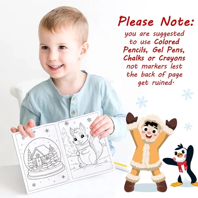 Alt view image 12 of 14 - 90shine 72PCS Winter Coloring Books for Kids, Christmas Party Favors in Bulk Goodie Bag Stocking Stuffers Gifts Ages 2-4 3-5 4-8