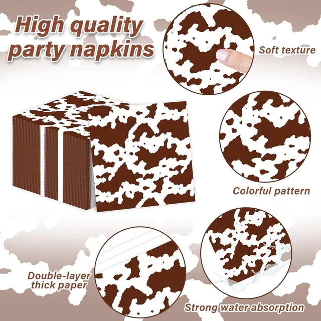 Alt view image 10 of 14 - 96 Pcs Highland Cow Birthday Party Decoration for 24 Guests Brown Cow Paper Plates Napkins Highland Cattle Dessert Cake Dinnerware Table Supplies for Western Farm Animals Kids Baby Shower Party Favors