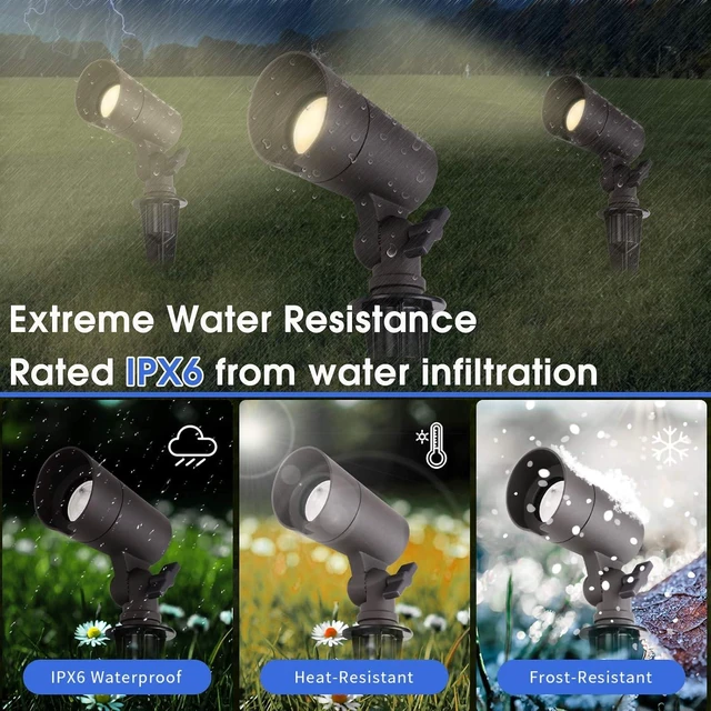 Alt view image 10 of 14 - E ENERGETIC LIGHTING LED Landscape Lights with Connectors, 12V Low Voltage, Warm White 3000k, 4W, 175LM, Outdoor Waterproof Garden Pathway Lights Wall Tree Flag Spotlights with Spike Stand, 2 Pack