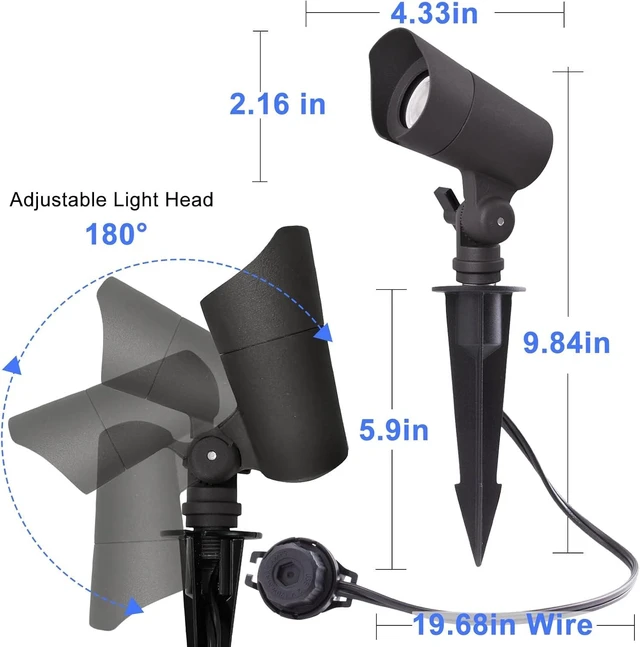 Alt view image 14 of 14 - E ENERGETIC LIGHTING LED Landscape Lights with Connectors, 12V Low Voltage, Warm White 3000k, 4W, 175LM, Outdoor Waterproof Garden Pathway Lights Wall Tree Flag Spotlights with Spike Stand, 2 Pack
