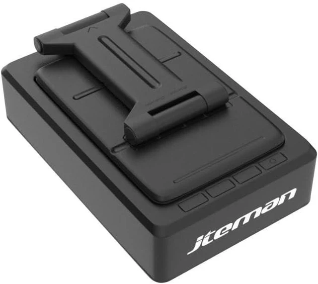 Alt view image 11 of 14 - JTEMAN Cell Phone Stand with Bluetooth Speaker, HD Stereo Sound & Anti-Slip Base, Foldable Adjustable Desktop Phone Holder for Home Office, Cool Tech Gadgets Birthday Gifts for Men Women (Black)