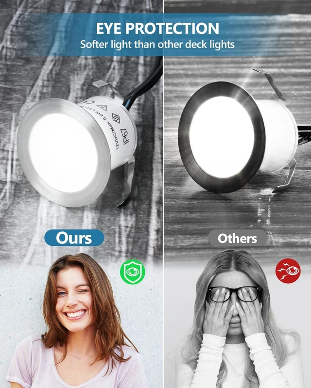 Alt view image 11 of 12 - HIBOITEC Low Voltage Deck Lights Recessed Kit with Transformer Dimmable Timer and Photocell Sensor Outdoor LED Deck Lighting IP67 Waterproof 4000K for Stair Step Outdoor Garden Yard 16 Packs