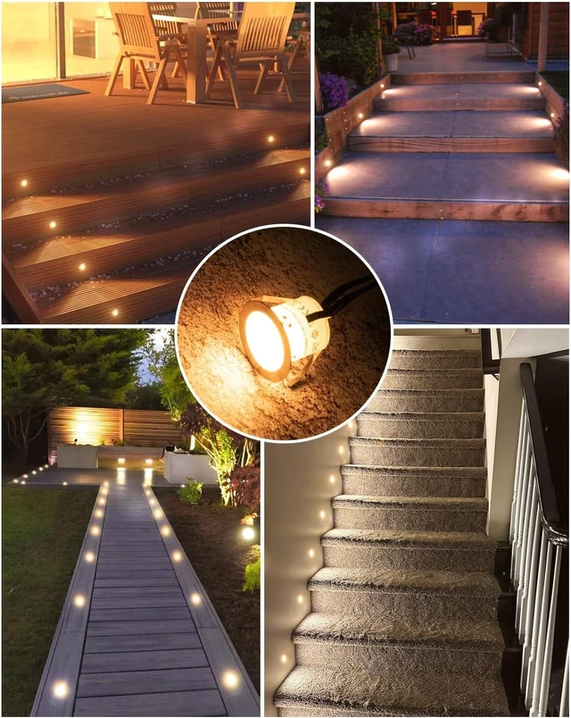 Alt view image 12 of 12 - HIBOITEC Low Voltage Deck Lights Recessed Kit with Transformer Dimmable Timer and Photocell Sensor Outdoor LED Deck Lighting IP67 Waterproof 4000K for Stair Step Outdoor Garden Yard 16 Packs