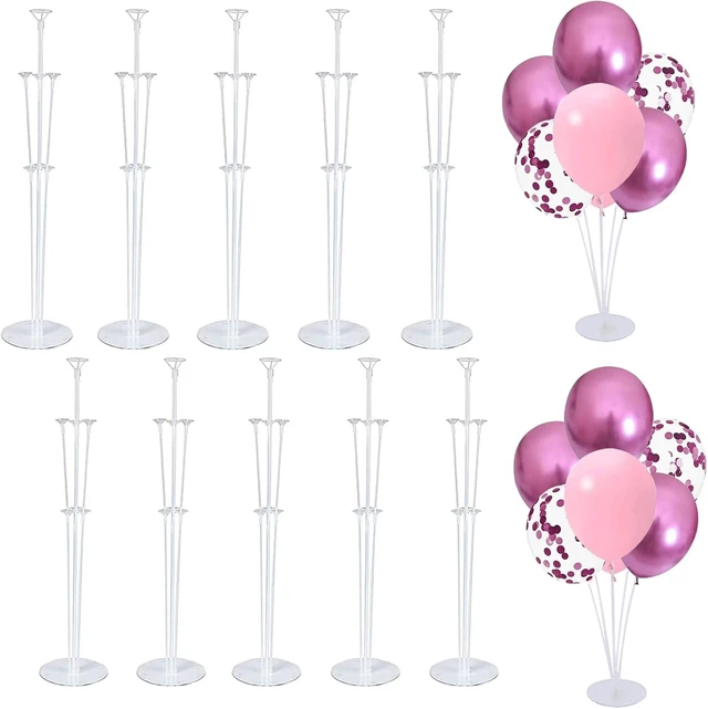 Alt view image 8 of 14 - 10 Set Balloon Stand Kit - Balloon Sticks With Base for Table Balloon Centerpiece Decorations for Birthday Graduation Gender Reveal Baby Shower Party Decorations