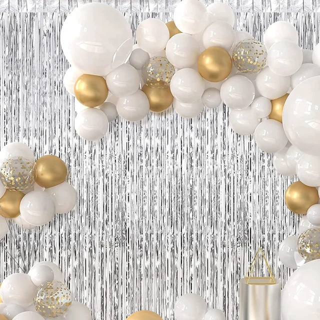Alt view image 14 of 14 - Silver Fringe Curtain Party Streamers, 12 Pack 3.3ft x 8.2ft Foil Curtain Backdrop Tinsel Foil Fringe Curtains Photo Booth Backdrop Streamer for Birthday, Wedding, Baby Shower, Disco Party