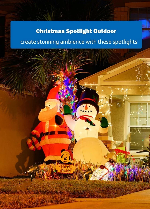 Alt view image 9 of 14 - Halloween Christmas Spotlight Outdoor: 12W RGBW LED Spot Lights Outdoor with 16 Color Changing for Yard Garden Decor | 4 Pack of IP65 Waterproof 120V Plug in Landscape Lighting with Remote