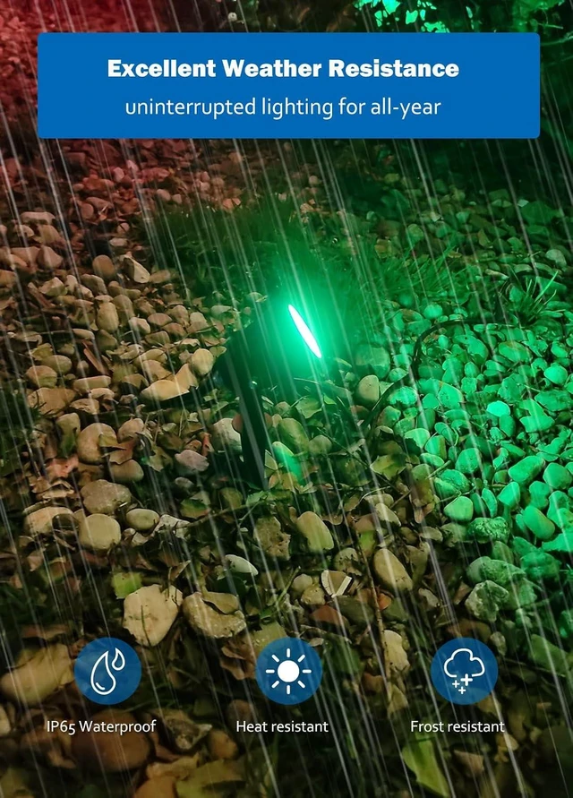 Alt view image 12 of 14 - Halloween Christmas Spotlight Outdoor: 12W RGBW LED Spot Lights Outdoor with 16 Color Changing for Yard Garden Decor | 4 Pack of IP65 Waterproof 120V Plug in Landscape Lighting with Remote