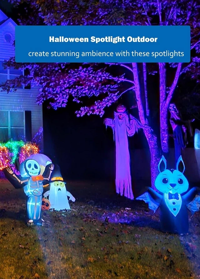 Alt view image 13 of 14 - Halloween Christmas Spotlight Outdoor: 12W RGBW LED Spot Lights Outdoor with 16 Color Changing for Yard Garden Decor | 4 Pack of IP65 Waterproof 120V Plug in Landscape Lighting with Remote