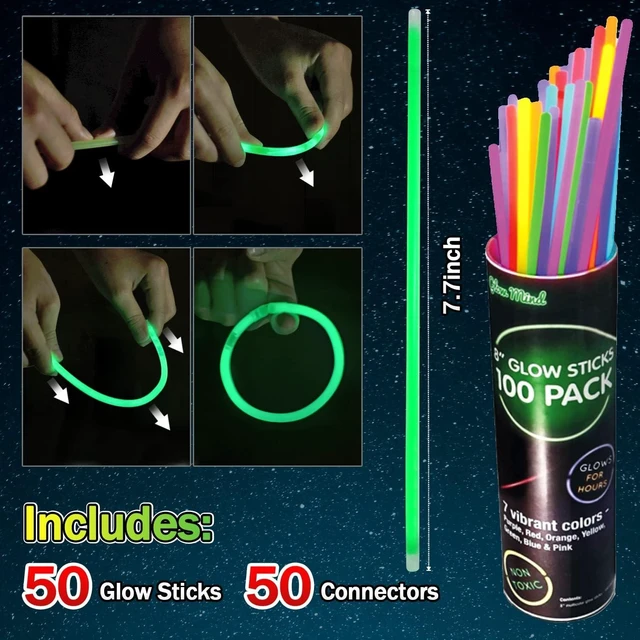 Alt view image 10 of 14 - 62 Pcs LED Light Up Party Favors 12 Glow Glasses with 50 Glow Sticks Necklaces Bracelets Bulk Light Up Toys for Christmas Easter 4th of July Party Favors Neon Carnival