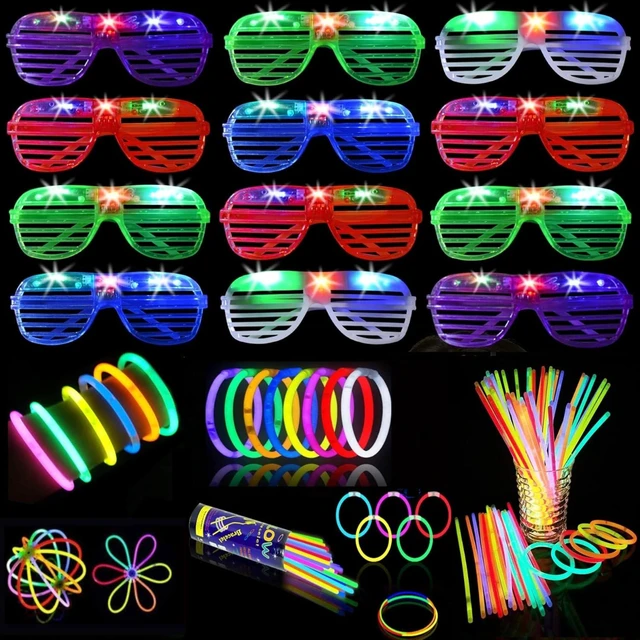 Alt view image 8 of 14 - 62 Pcs LED Light Up Party Favors 12 Glow Glasses with 50 Glow Sticks Necklaces Bracelets Bulk Light Up Toys for Christmas Easter 4th of July Party Favors Neon Carnival