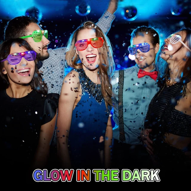 Alt view image 11 of 14 - 62 Pcs LED Light Up Party Favors 12 Glow Glasses with 50 Glow Sticks Necklaces Bracelets Bulk Light Up Toys for Christmas Easter 4th of July Party Favors Neon Carnival