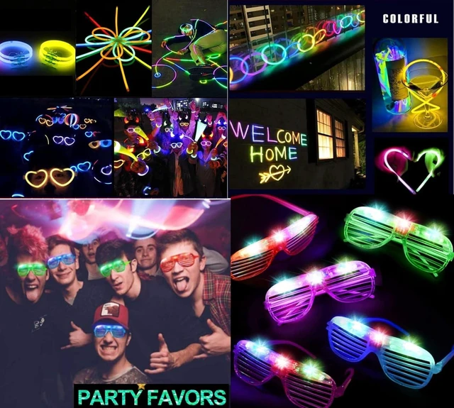 Alt view image 12 of 14 - 62 Pcs LED Light Up Party Favors 12 Glow Glasses with 50 Glow Sticks Necklaces Bracelets Bulk Light Up Toys for Christmas Easter 4th of July Party Favors Neon Carnival