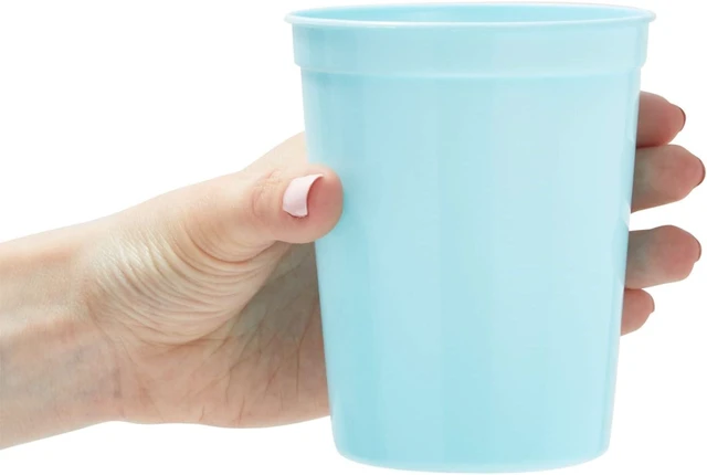 Alt view image 9 of 12 - BLUE PANDA Light Blue Plastic Stadium Cups - 16-Ounce, 24 Pack - Blank Reusable Tumblers for Parties & Bachelorette Party Favors