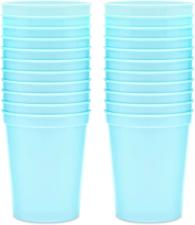 Alt view image 11 of 12 - BLUE PANDA Light Blue Plastic Stadium Cups - 16-Ounce, 24 Pack - Blank Reusable Tumblers for Parties & Bachelorette Party Favors