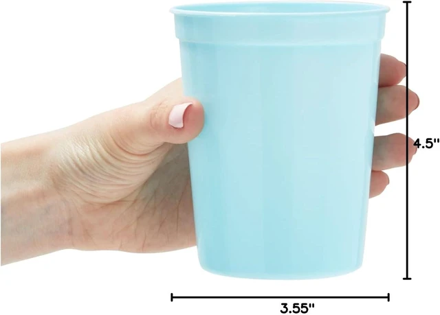 Alt view image 12 of 12 - BLUE PANDA Light Blue Plastic Stadium Cups - 16-Ounce, 24 Pack - Blank Reusable Tumblers for Parties & Bachelorette Party Favors