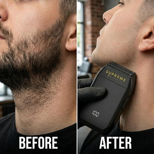 Alt view image 11 of 14 - Supreme Trimmer Crunch STF602 Waterproof Double Foil Shaver for Men | 150 Min Runtime, Wet/Dry Cordless & Corded Electric Razor | Hypoallergenic Foils for Face, Head & Stubble