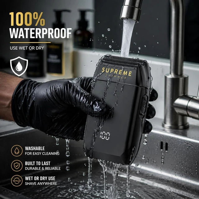 Alt view image 12 of 14 - Supreme Trimmer Crunch STF602 Waterproof Double Foil Shaver for Men | 150 Min Runtime, Wet/Dry Cordless & Corded Electric Razor | Hypoallergenic Foils for Face, Head & Stubble