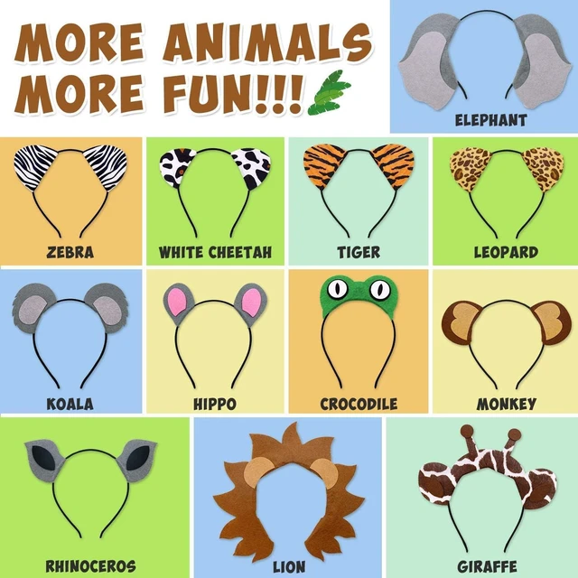 Alt view image 10 of 12 - 12pcs Jungle Animal Safari Headbands with Animal Hair Hoops - Photo Booth Props, Party Favors and Decorations for Kids and Adults