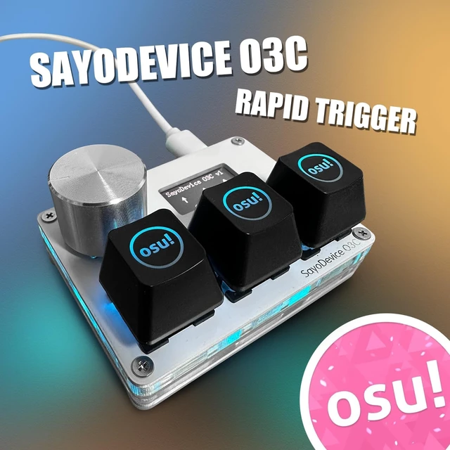 Alt view image 8 of 10 - SayoDevice O3C OSU Keyboard Rapid Trigger Hall Switches Magnetic Linear Switches Keyboard with Knob and Screen,Copy Paste,Shotcut,Macro Hotswap Mini Keypad. (with OSU keycaps-White)