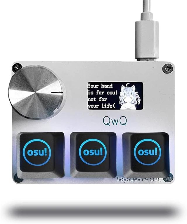 Alt view image 6 of 10 - SayoDevice O3C OSU Keyboard Rapid Trigger Hall Switches Magnetic Linear Switches Keyboard with Knob and Screen,Copy Paste,Shotcut,Macro Hotswap Mini Keypad. (with OSU keycaps-White)
