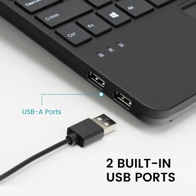 Alt view image 11 of 14 - Perixx PERIBOARD-525 US, Wired Mini USB Keyboard with Touchpad - X Type Scissor Keys - 11.18x7.17x1.1 Inches - Build-in 2 USB Hubs - US English